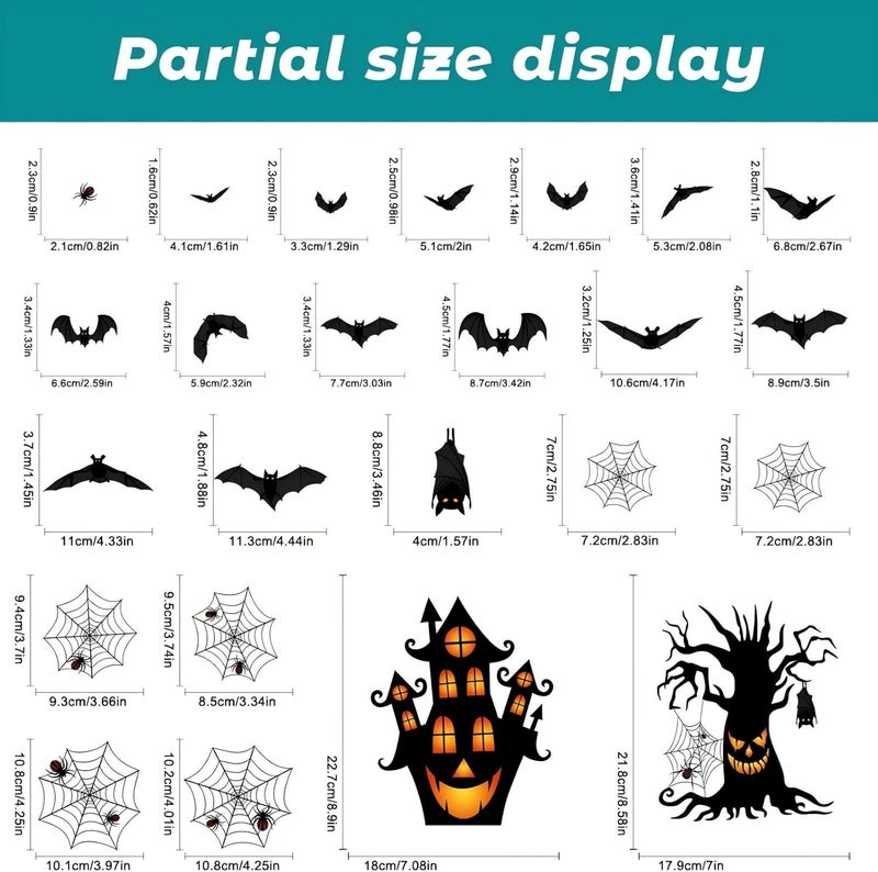 BV 63 Pcs Halloween Window Clings, Halloween Window Decorative Stickers for Decorations Holiday Outside Decorations(8x12inch) - Image 3